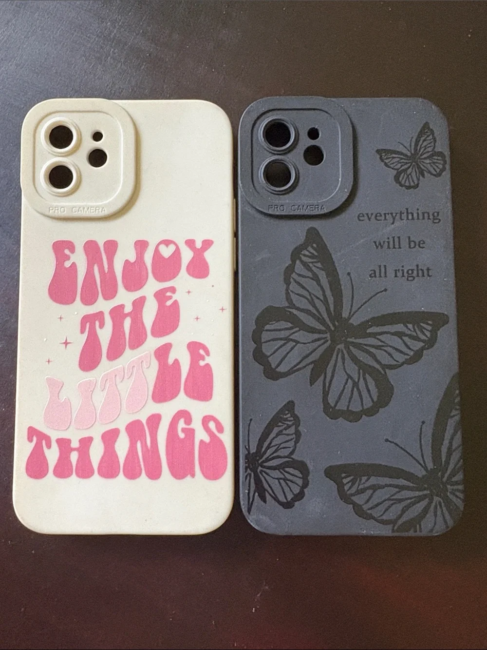 Pink Typography 'Enjoy The Little Things' I-Phone 12 Cases - White & Pink